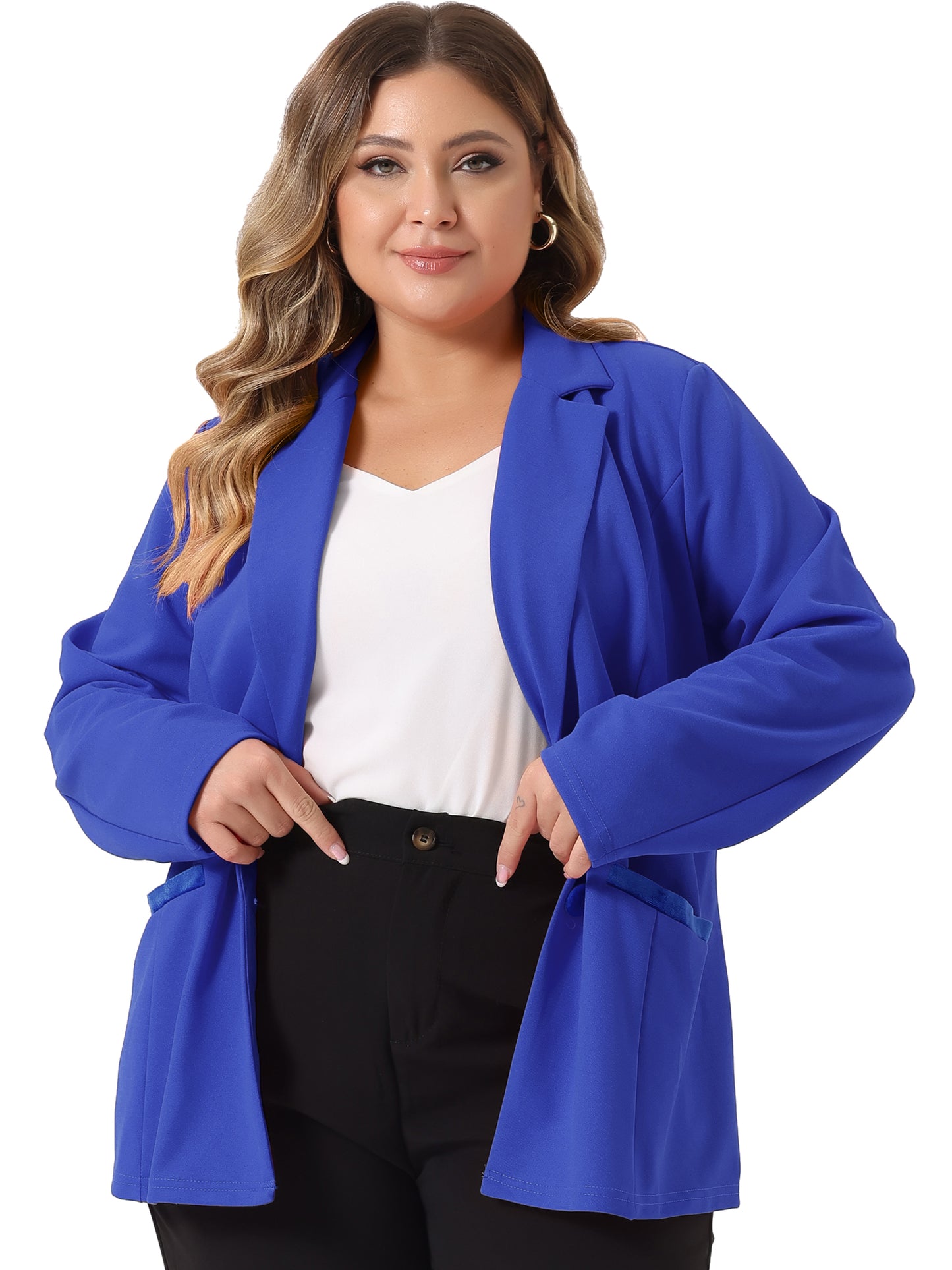 Blazer de talla grande para mujer, con solapa con muescas y cuello en V, para oficina, trabajo, negocios, chaqueta, blazer