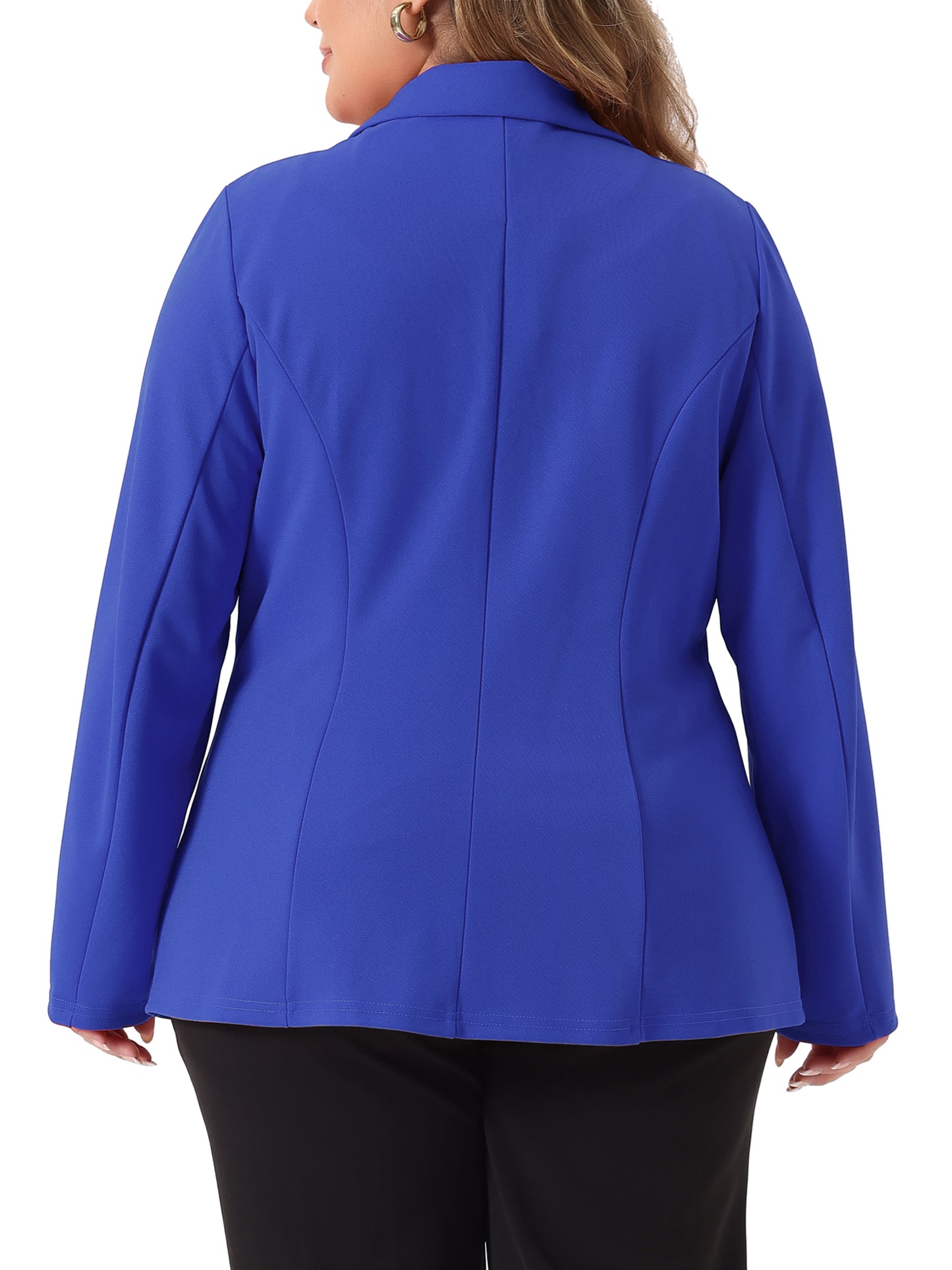 Blazer de talla grande para mujer, con solapa con muescas y cuello en V, para oficina, trabajo, negocios, chaqueta, blazer