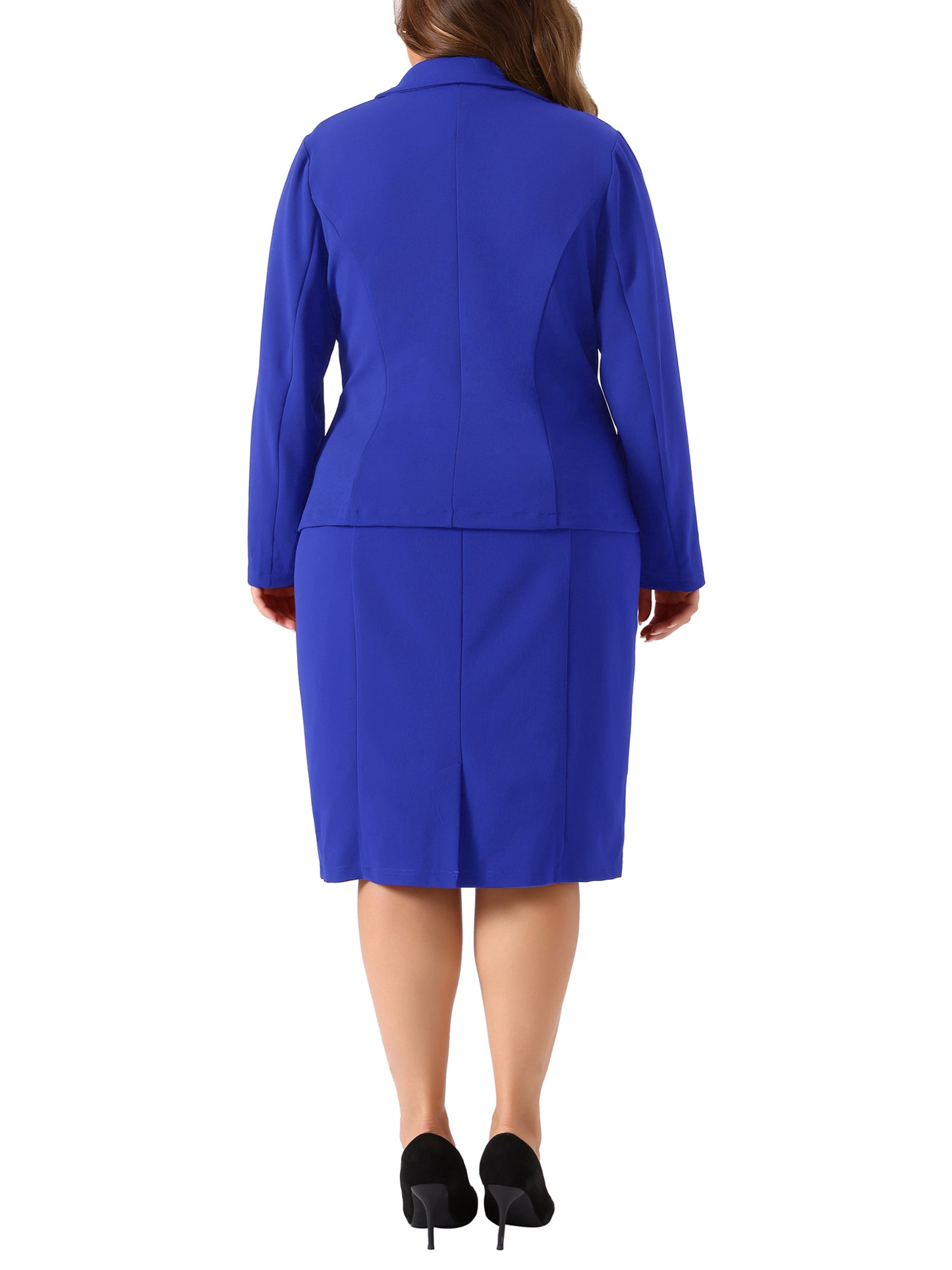 Traje de dos piezas de talla grande para mujer, chaqueta blazer y vestido sin mangas, conjunto informal de negocios