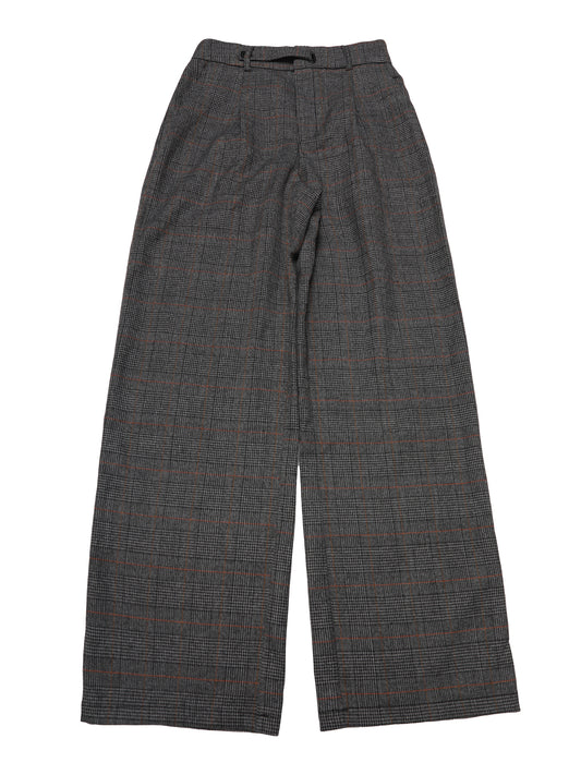 Pantalón de trabajo a cuadros vintage para mujer, pantalones largos rectos de pierna ancha con diseño de pata de gallo