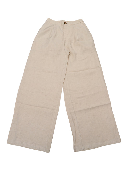 Women's Linen Palazzo Pants Casual High Waist Straight Wide Leg Lounge Pants Button Trousers
