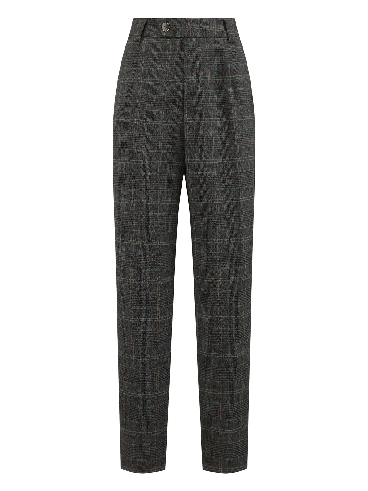 Women's Plaid Work Pant Vintage Houndstooth Tartan Straight Long Trousers