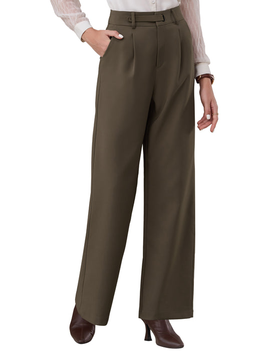 Women's Long Pant Wide Leg Work Casual High Waisted Trousers