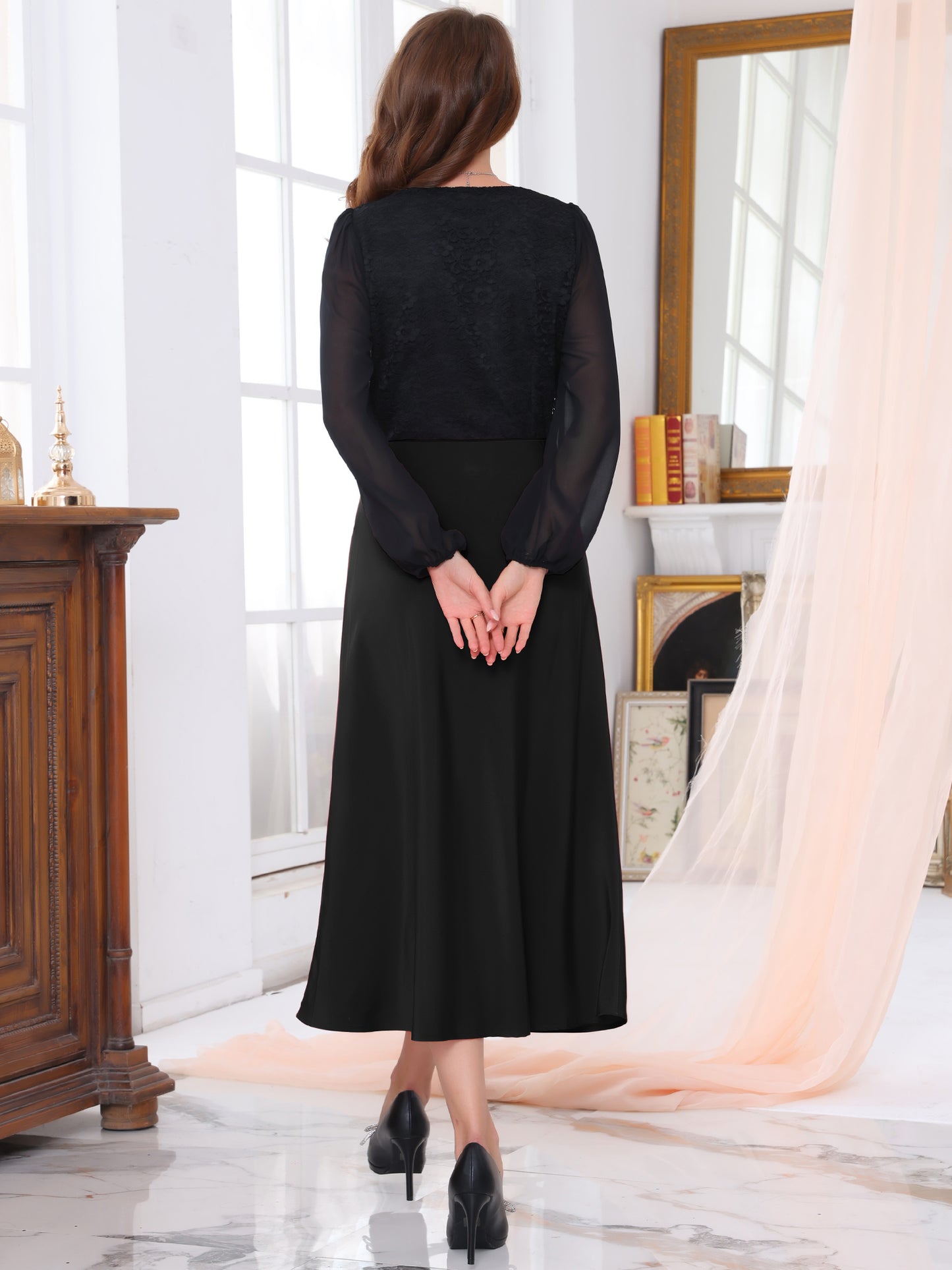 Women's Satin High Waist A-Lined Evening Cocktail Mermaid Maxi Skirt