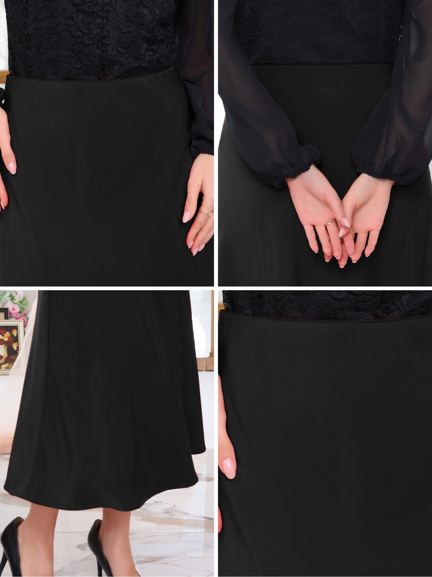 Women's Satin High Waist A-Lined Evening Cocktail Mermaid Maxi Skirt