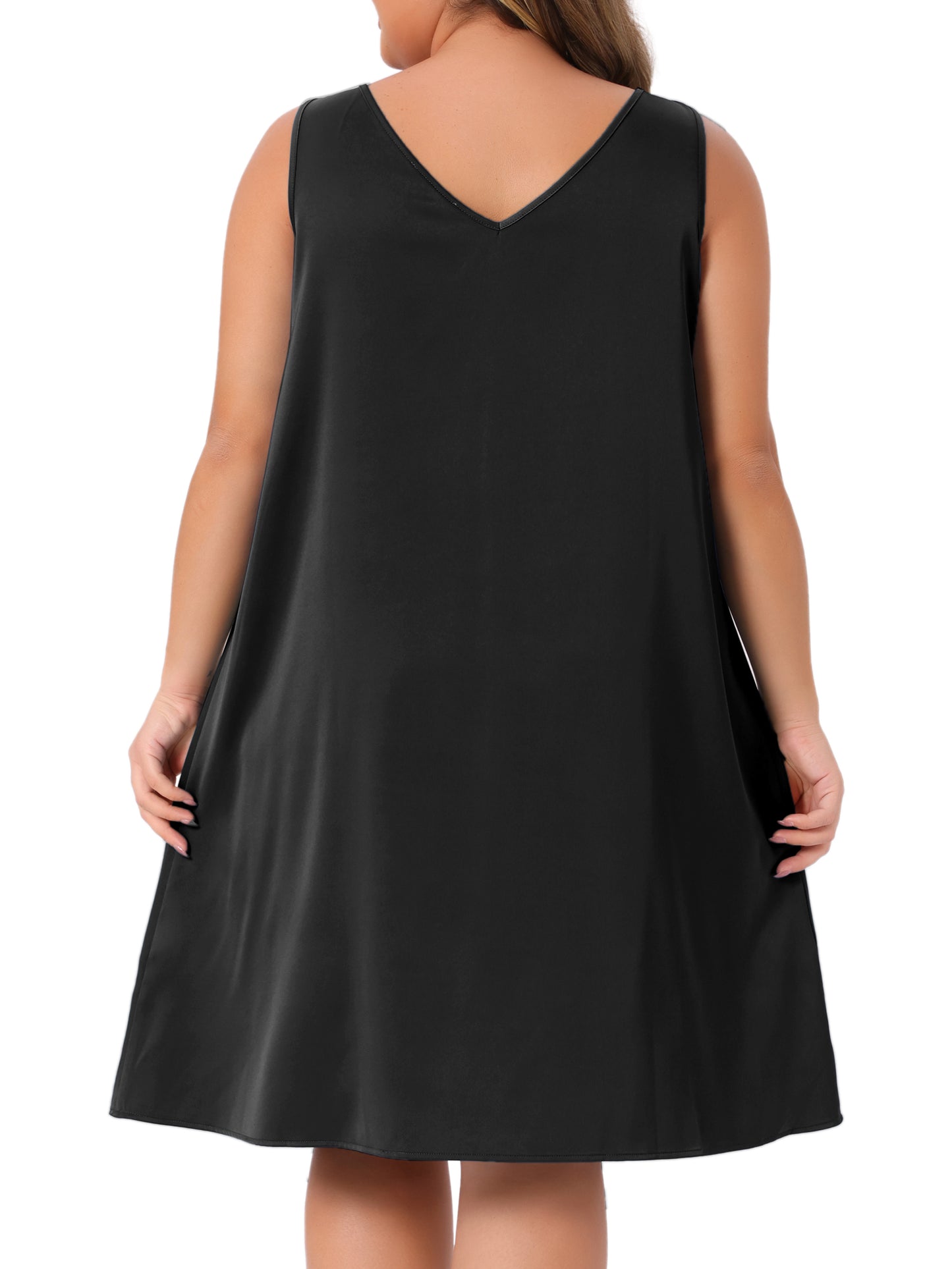 [PACK SALES] Women's Plus Size 2 Piece Satin Sleep Dress Wide Straps V Neck Pleated Sleepshirt Lounge Nightgowns
