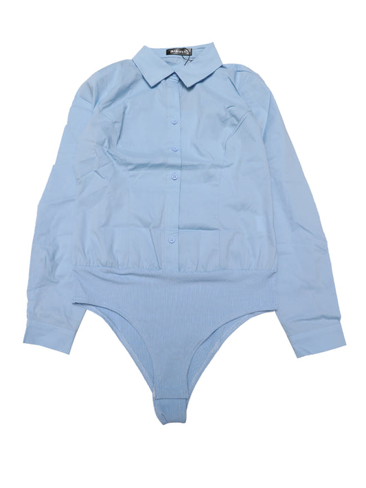 Women's Button Down Shirt Bodysuit Long Sleeve Leotard Shirts Business Work Collared Top