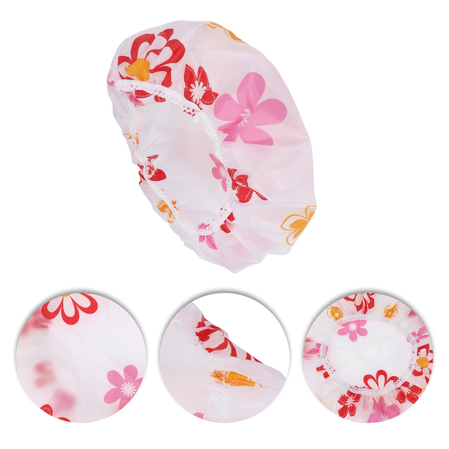 5 Pcs Floral Single Layer Shower Cap for Bathroom Red