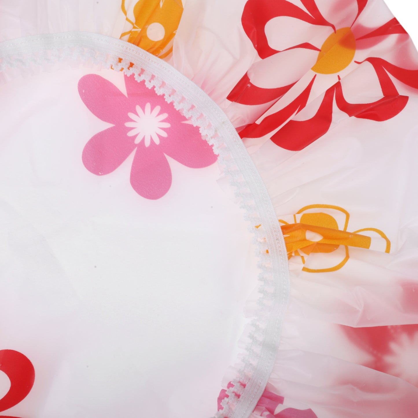 5 Pcs Floral Single Layer Shower Cap for Bathroom Red