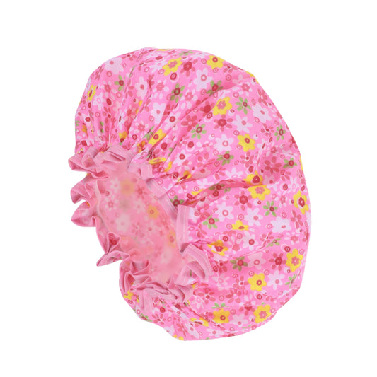 1 Pc Ditsy Floral Double Layer Shower Cap for Bathroom Red