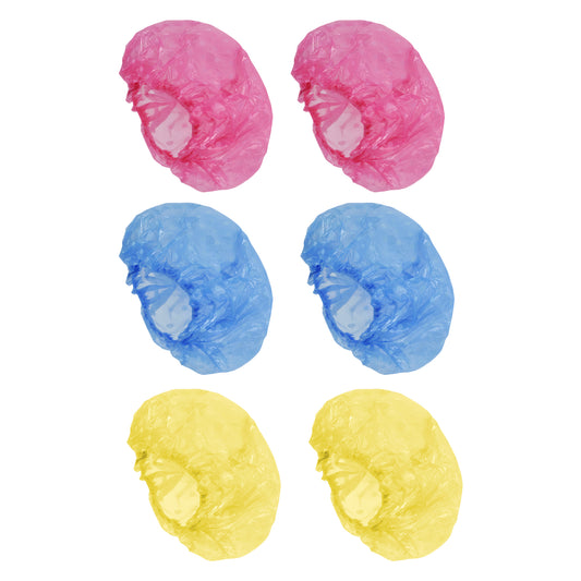 6 Pcs Disposable Polka Dots Shower Cap for Bathroom Yellow Blue