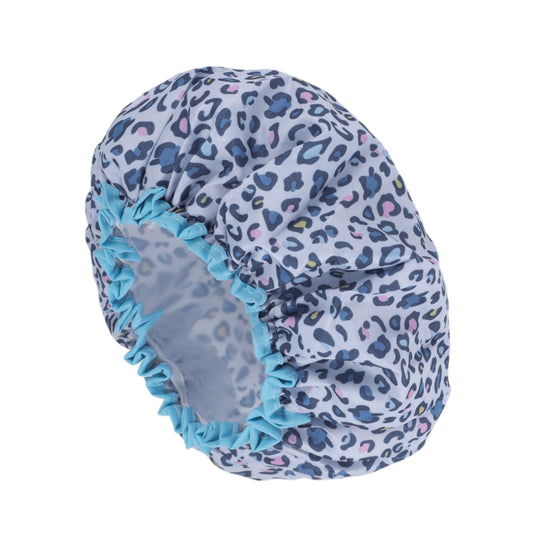 1 Pc Leopard Double Layer Shower Cap for Bathroom Purple