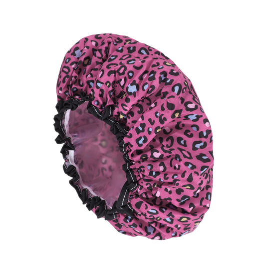 1 Pc Leopard Double Layer Shower Cap for Bathroom Red