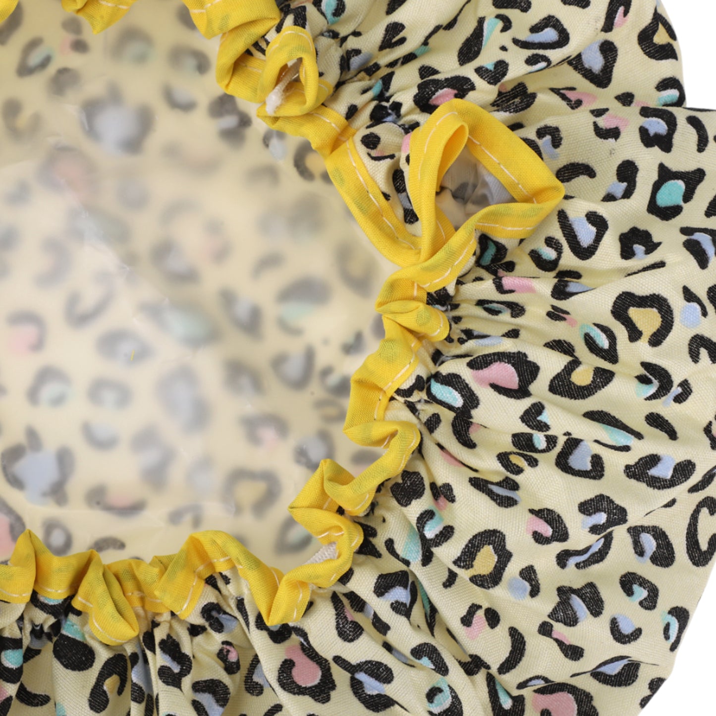 1 Pc Leopard Double Layer Shower Cap for Bathroom Yellow