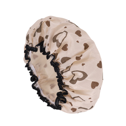 1 Pc Heart Double Layer Shower Cap for Bathroom Coffee Color