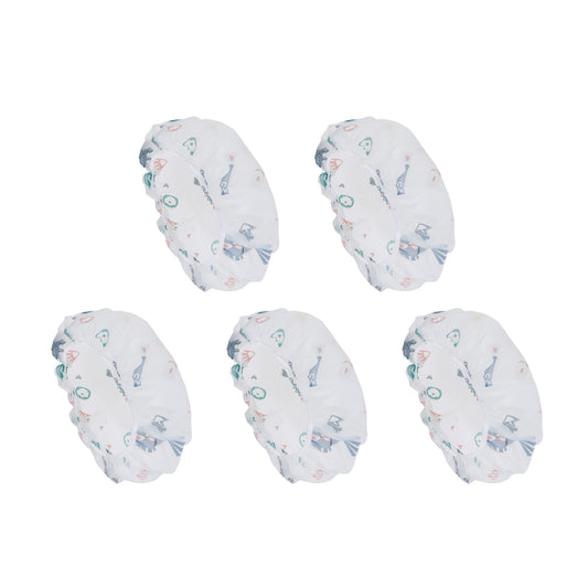 5 Pcs Fish Single Layer Shower Cap for Bathroom White