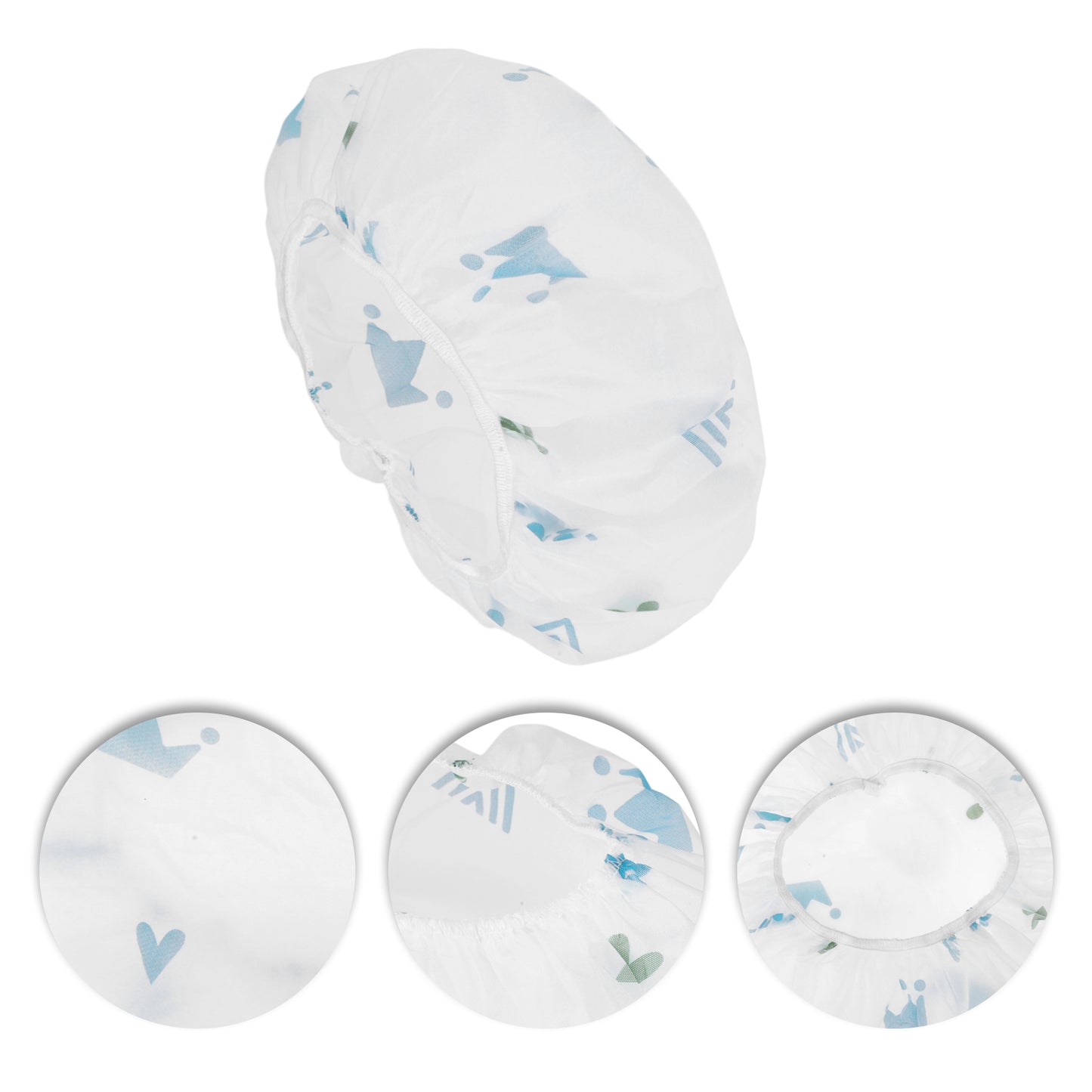 5 Pcs Crown Single Layer Shower Cap for Bathroom White