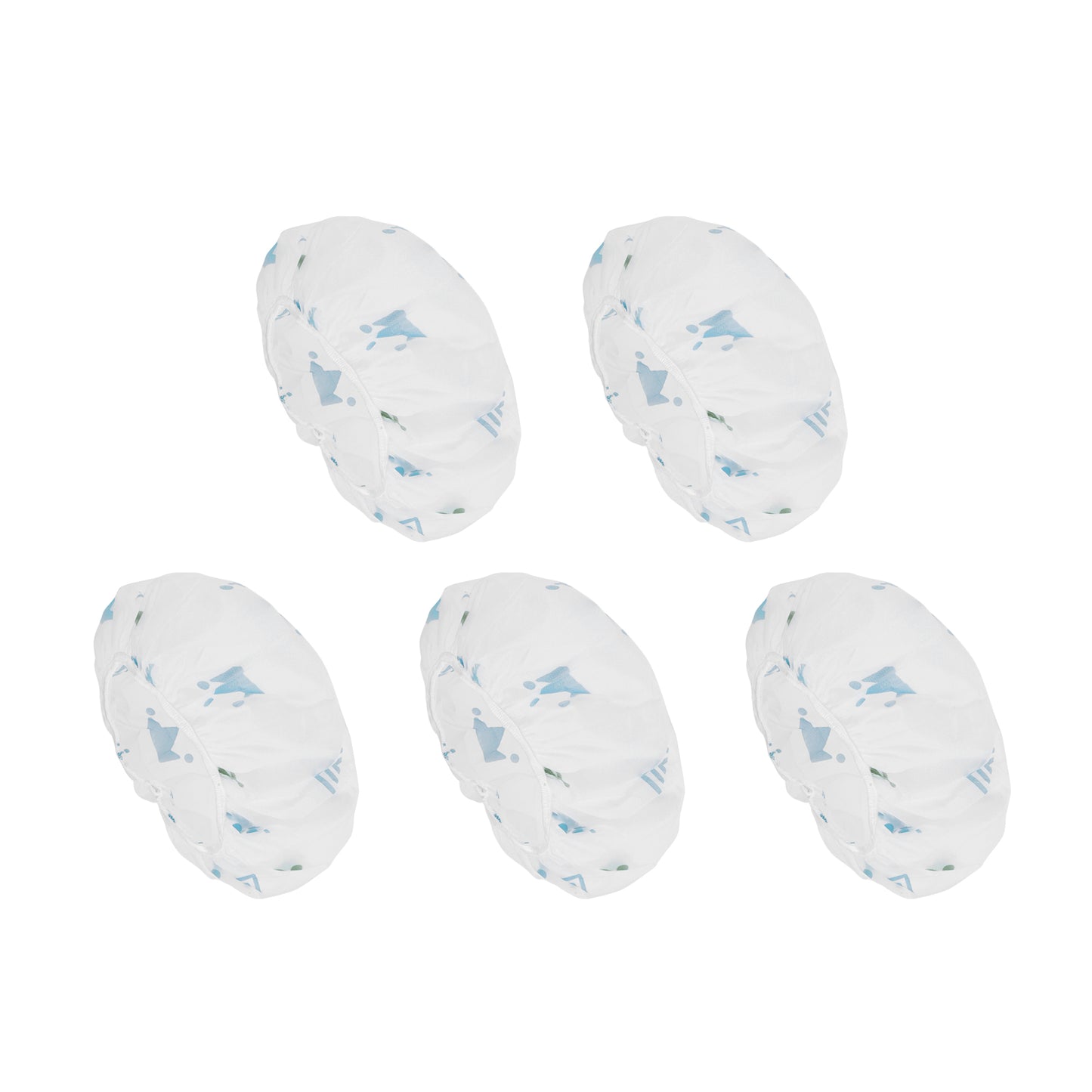 5 Pcs Crown Single Layer Shower Cap for Bathroom White