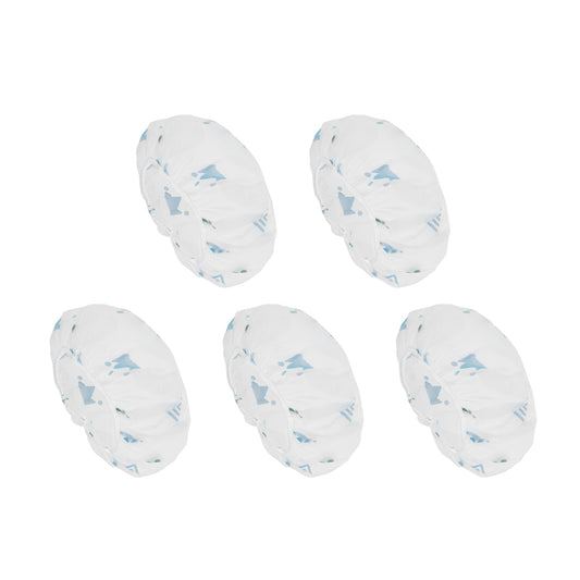 5 Pcs Crown Single Layer Shower Cap for Bathroom White