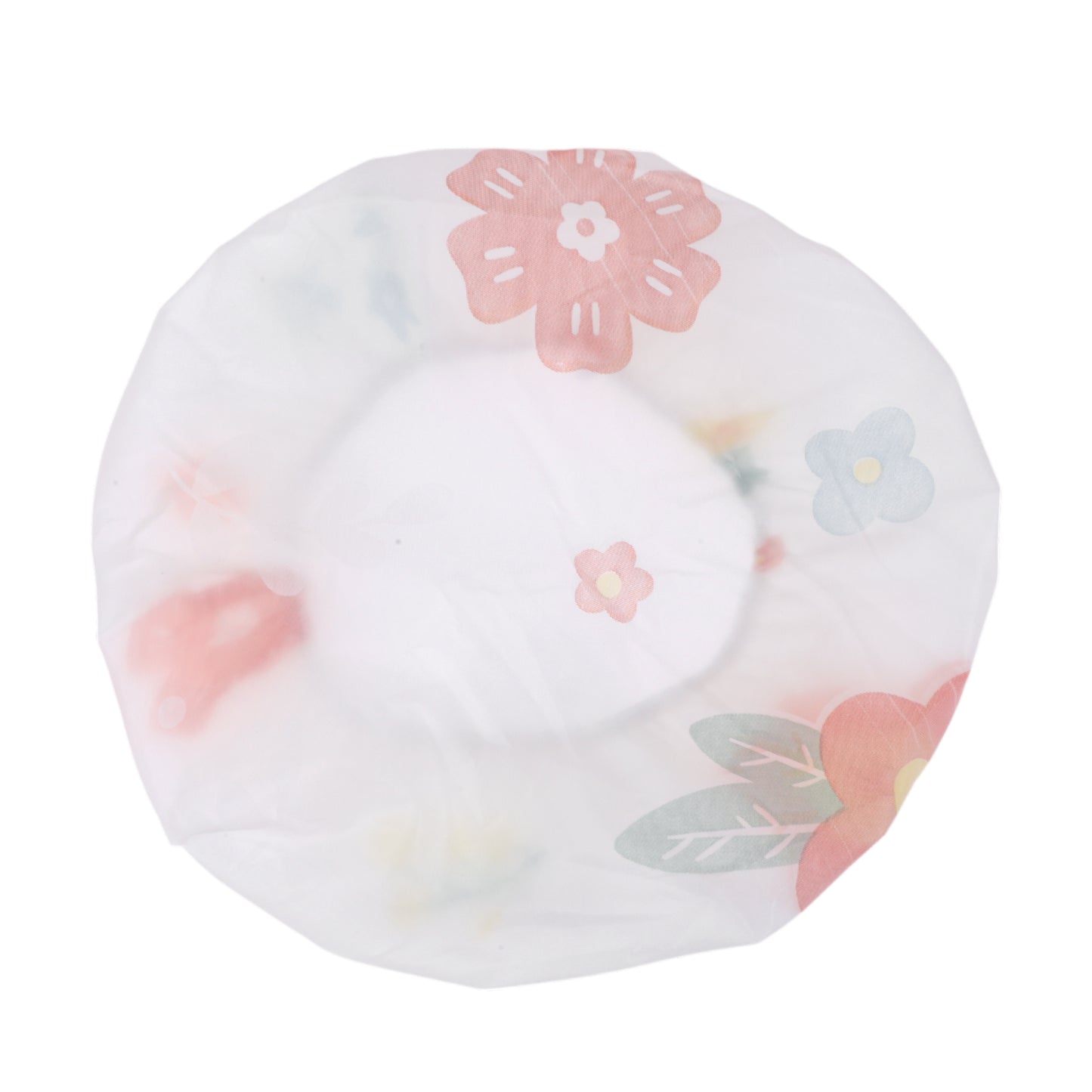 5 Pcs Floral Single Layer Shower Cap for Bathroom White