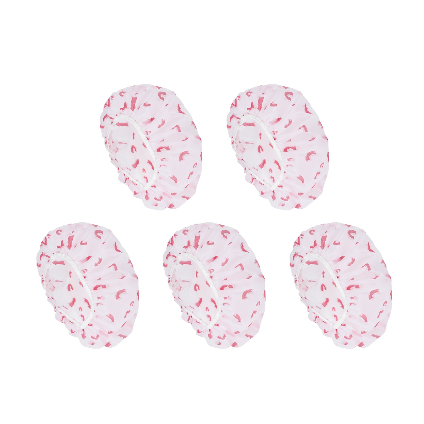 5 Pcs Arrow Single Layer Shower Cap for Bathroom Red White