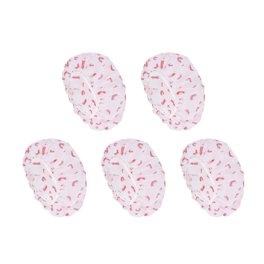 5 Pcs Arrow Single Layer Shower Cap for Bathroom Red White