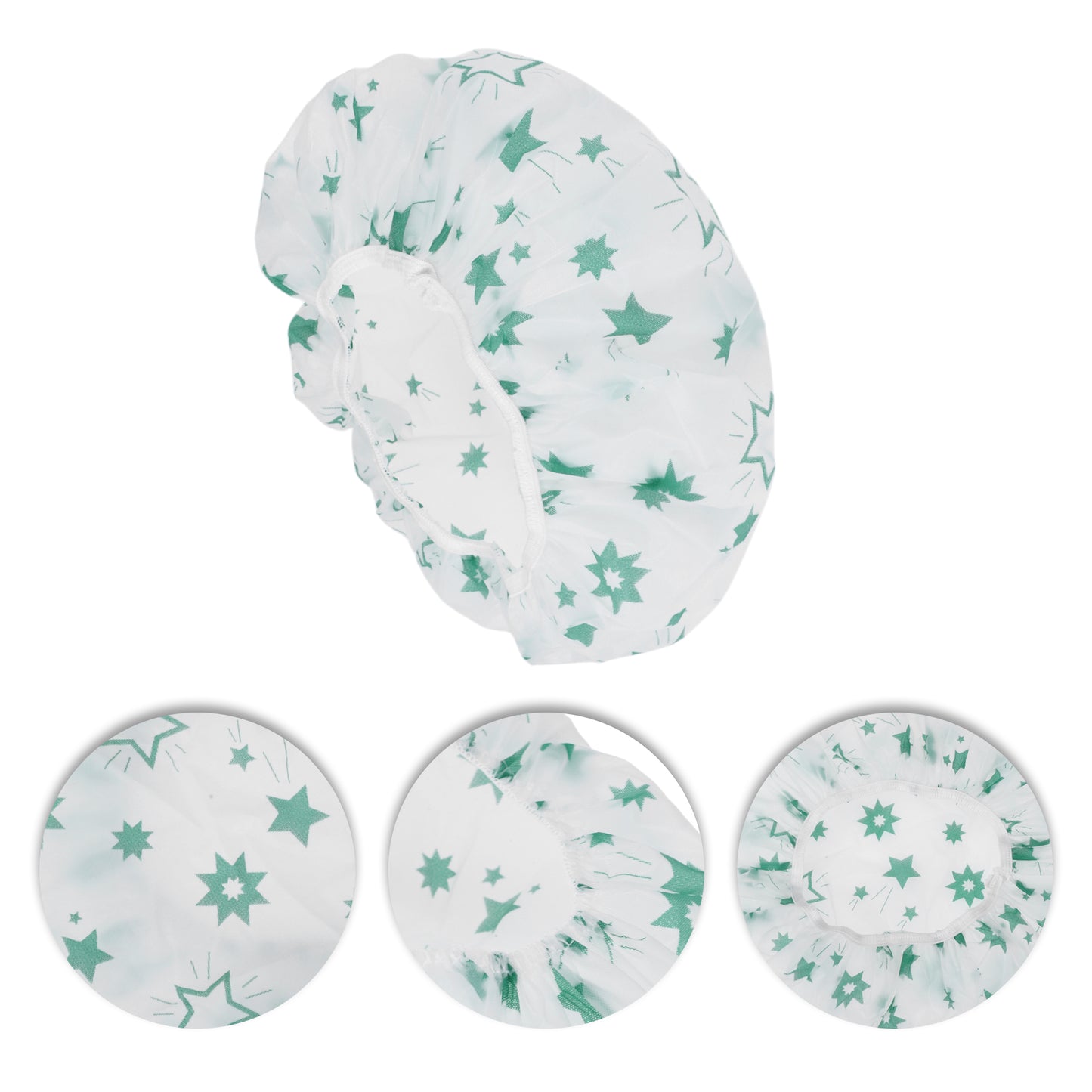 5 Pcs Pentagram Single Layer Shower Cap for Bathroom Green White