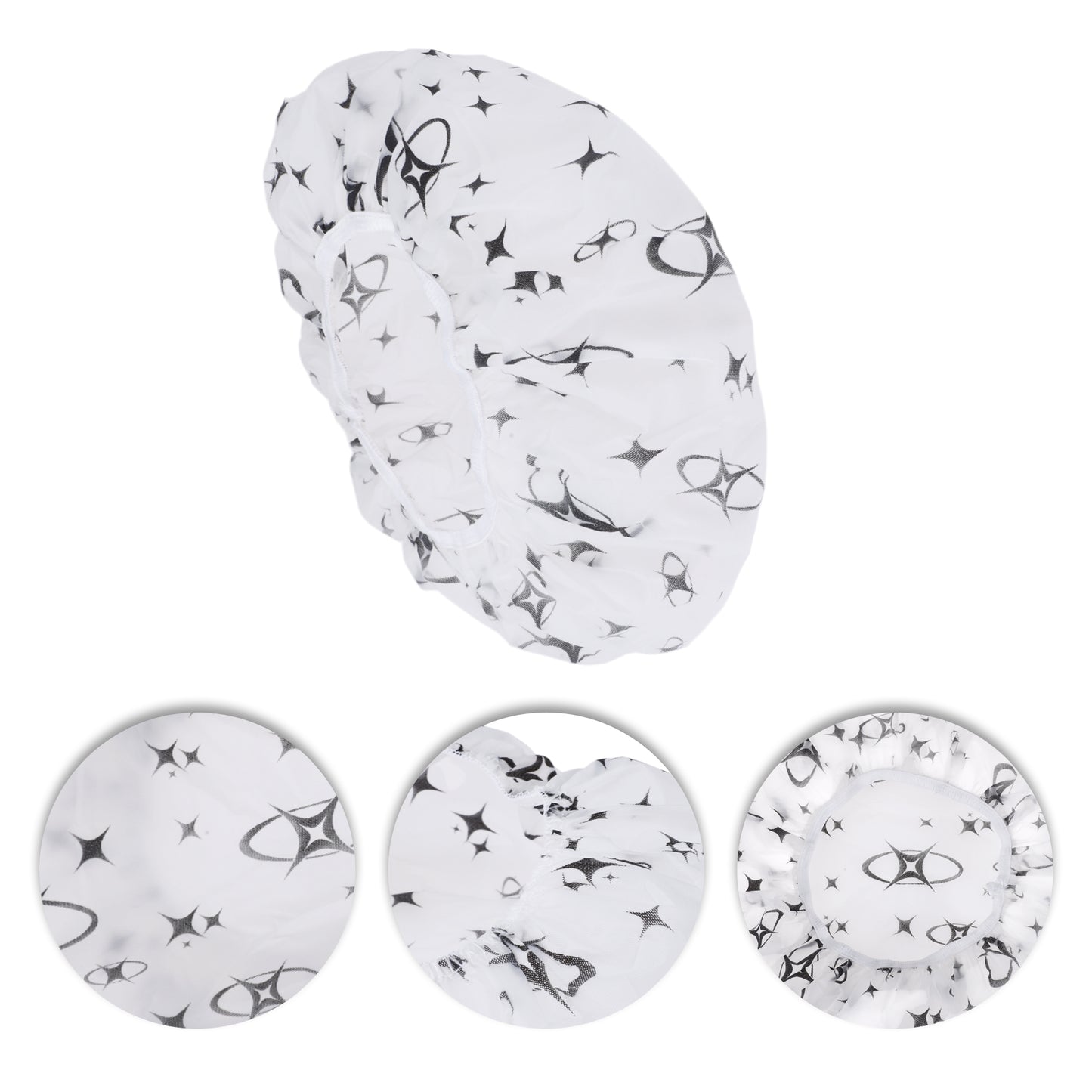 5 Pcs Star Single Layer Shower Cap for Bathroom Black White