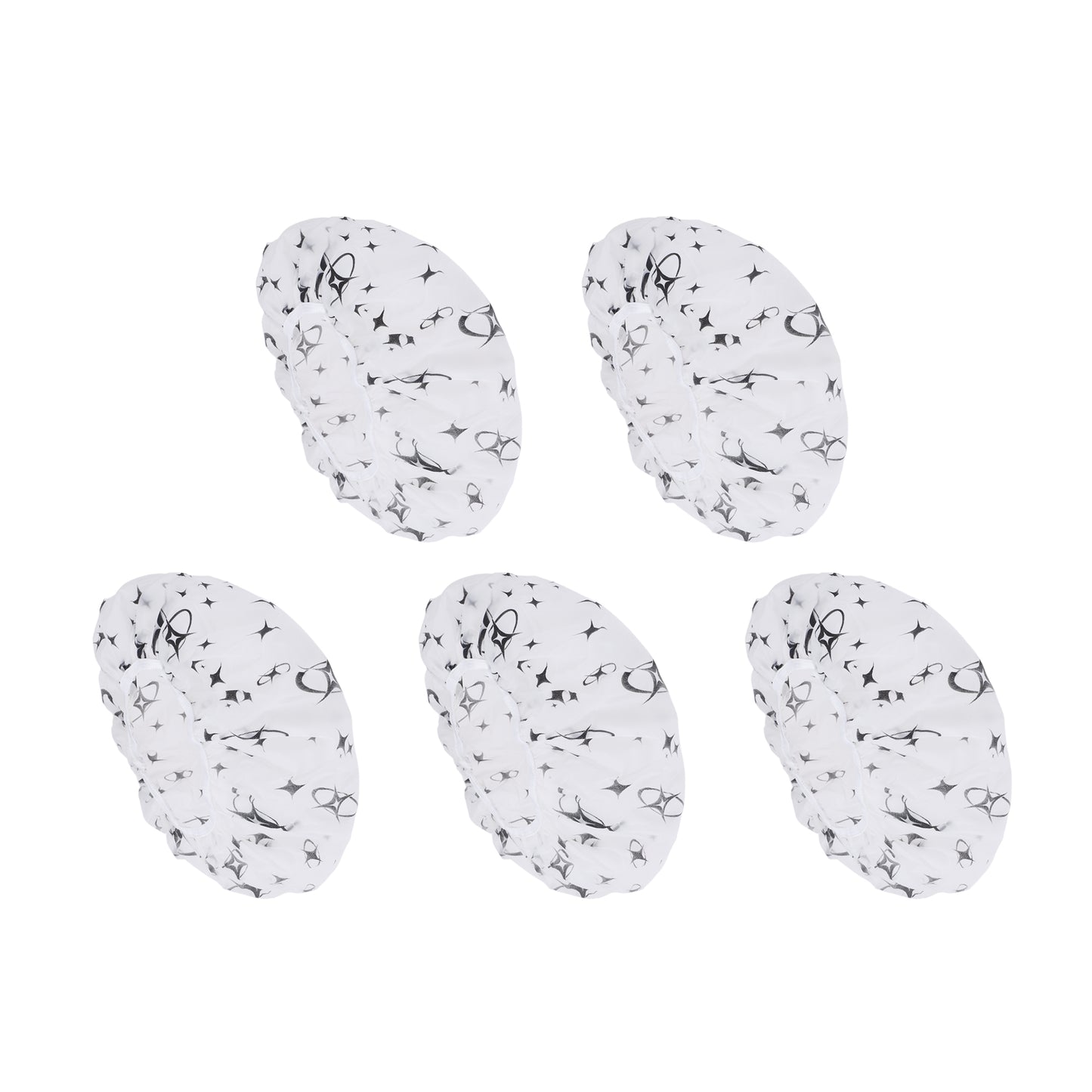 5 Pcs Star Single Layer Shower Cap for Bathroom Black White