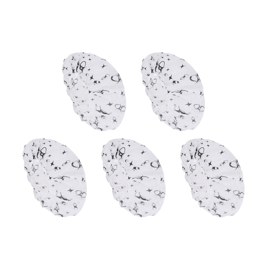 5 Pcs Star Single Layer Shower Cap for Bathroom Black White