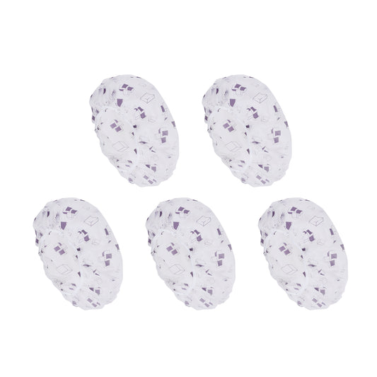 5 Pcs Geometric Single Layer Shower Cap for Bathroom Purple White