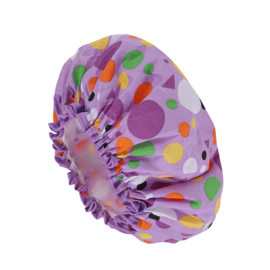 1 Pc Geometric Double Layer Shower Cap for Bathroom Purple