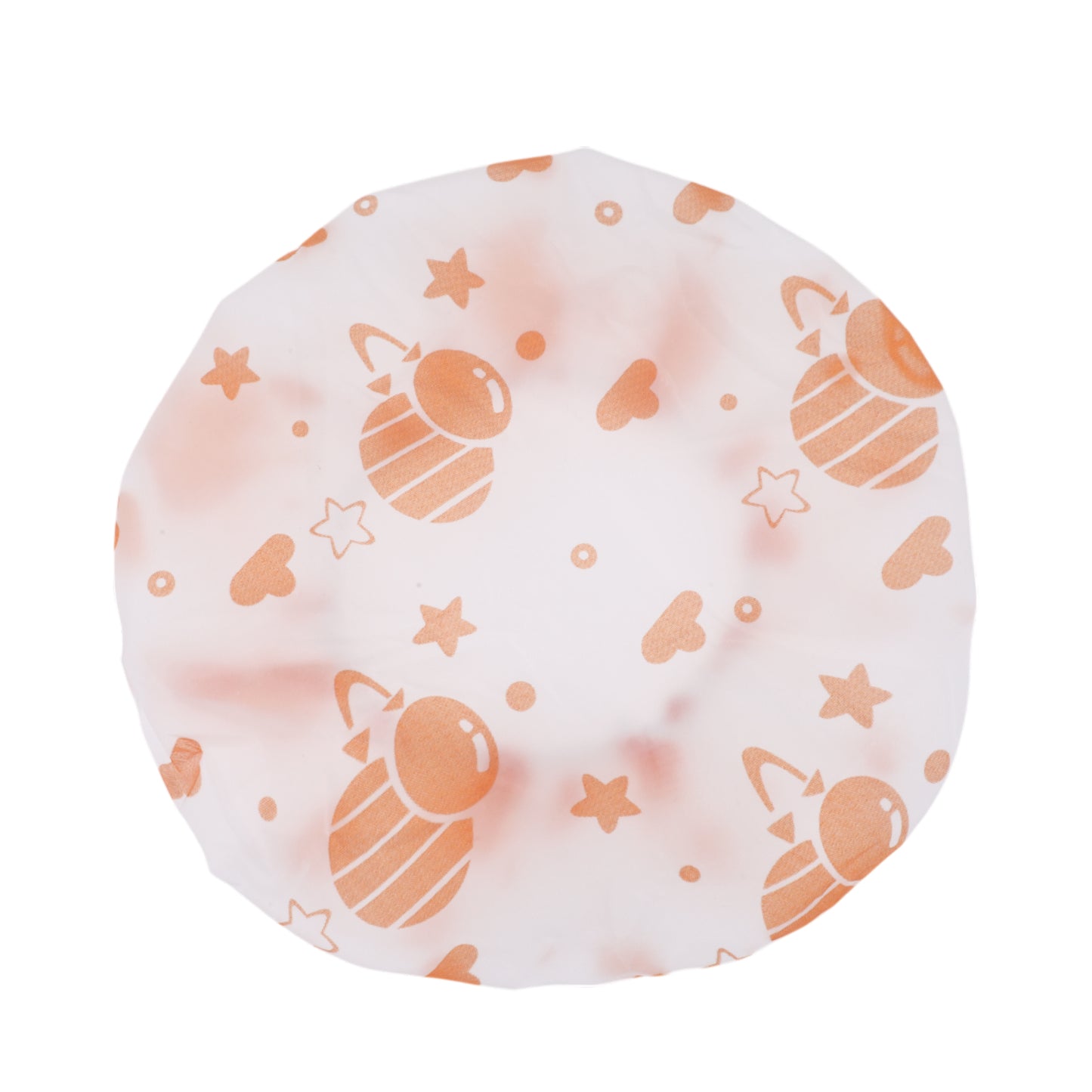 5 Pcs Print Single Layer Shower Cap for Bathroom Orange