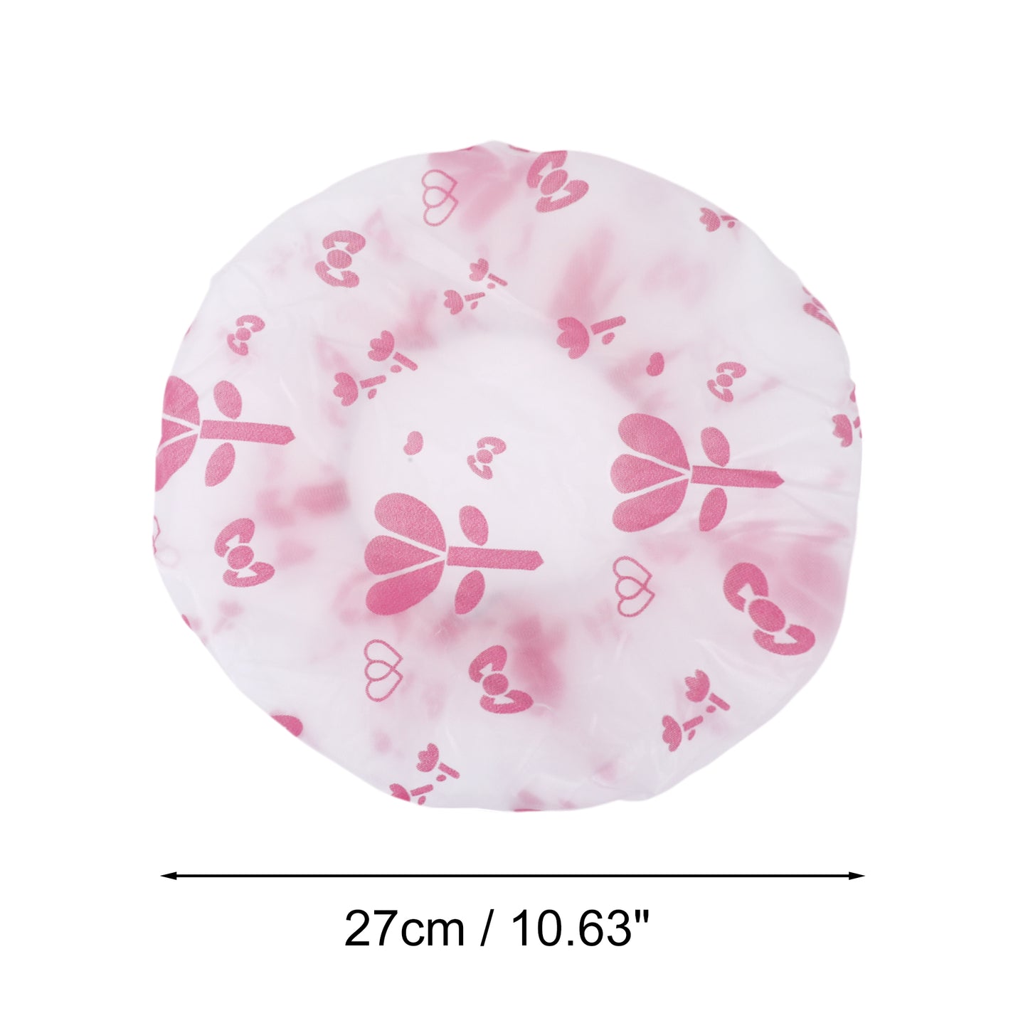 5 Pcs Print Single Layer Shower Cap for Bathroom Pink