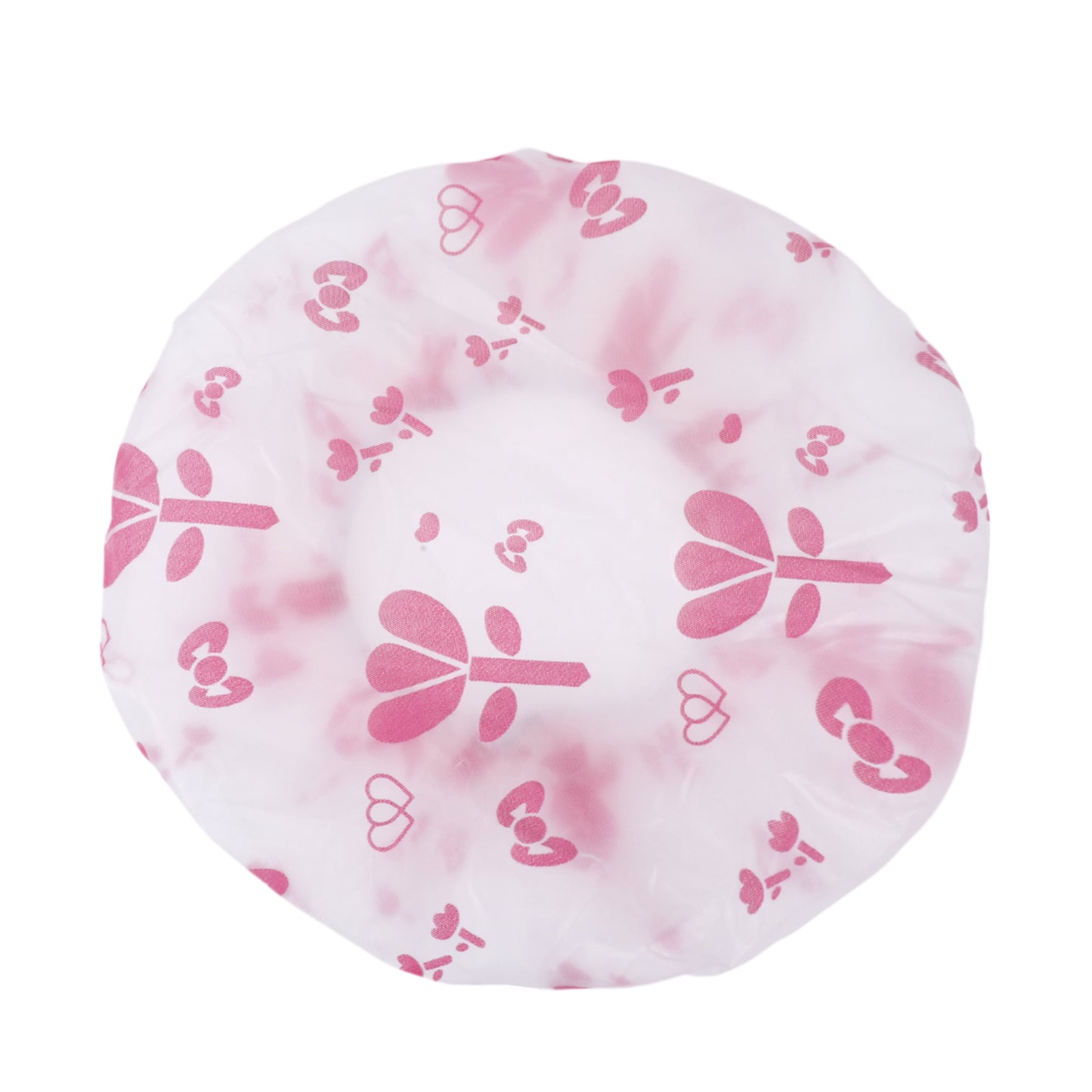 5 Pcs Print Single Layer Shower Cap for Bathroom Pink