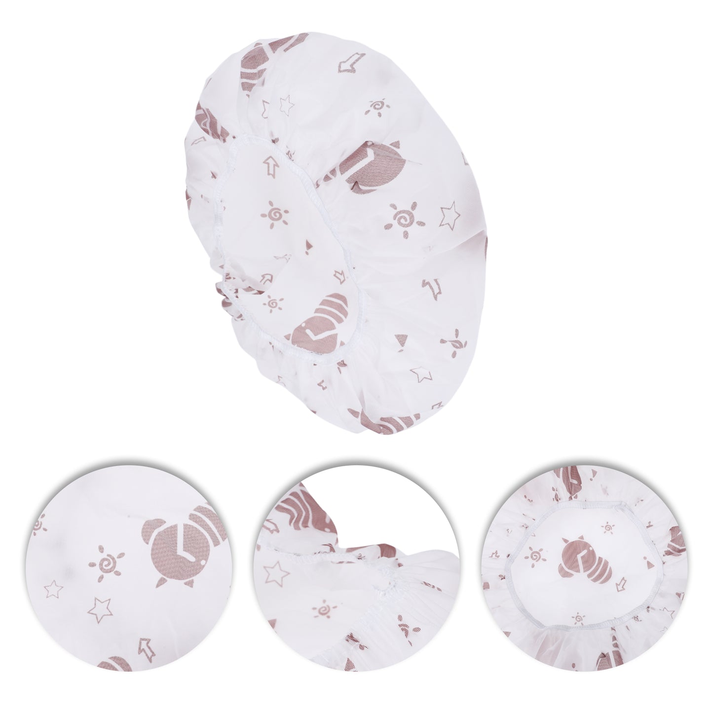 5 Pcs Print Single Layer Shower Cap for Bathroom Coffee Color
