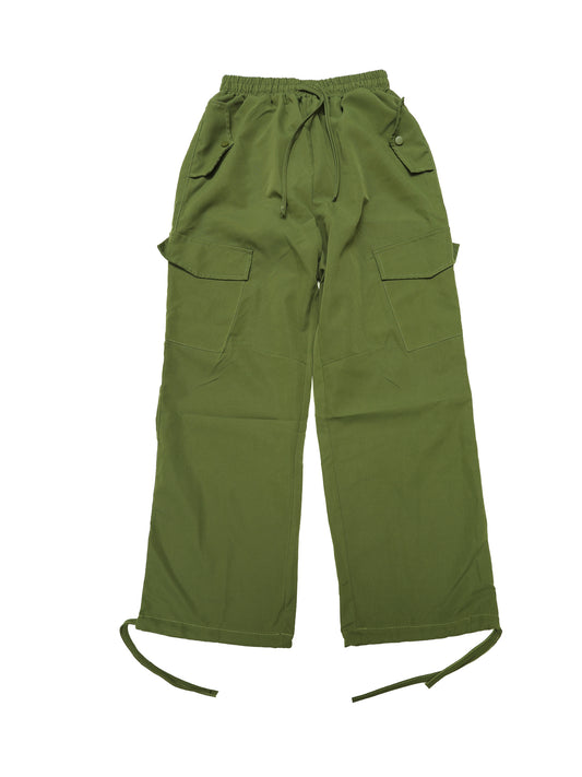 Women's Cargo Pants with Pockets Lightweight High Waist Elastic Drawstring Casual Wide Leg Trousers
