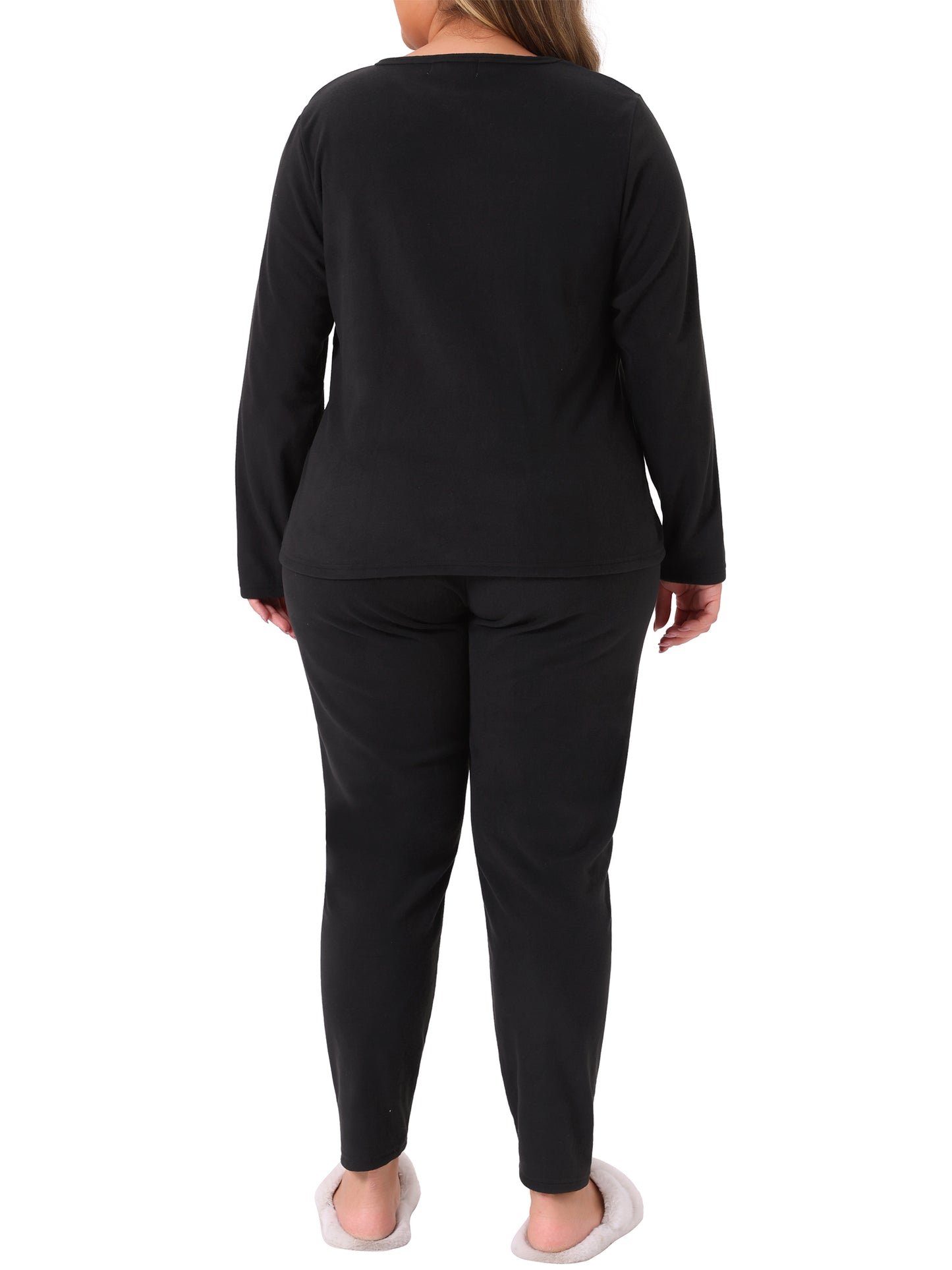 Women Plus Size Thermal Underwear Fleece Lined Long Johns Set Lounge Base Layer Top Bottom