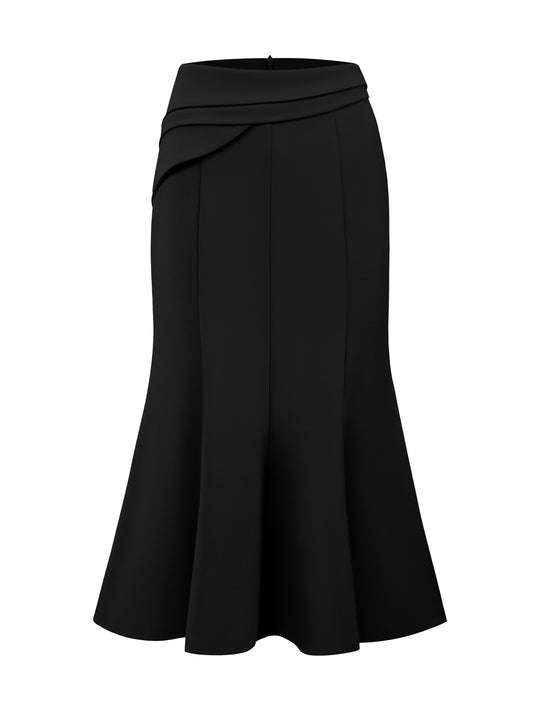 Women's High Elastic Waisted Fishtails Midi Mermaid Skirt