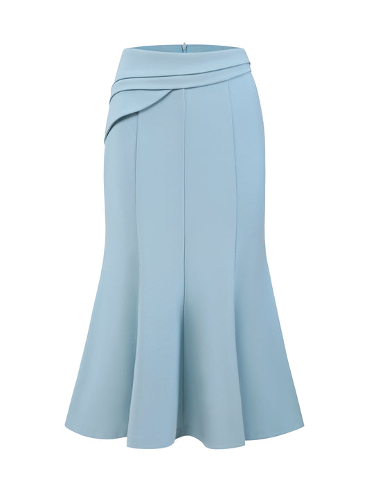 Women's High Elastic Waisted Fishtails Midi Mermaid Skirt