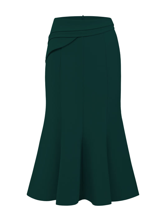 Women's High Elastic Waisted Fishtails Midi Mermaid Skirt