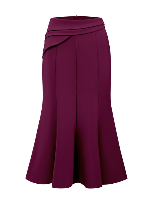 Women's High Elastic Waisted Fishtails Midi Mermaid Skirt