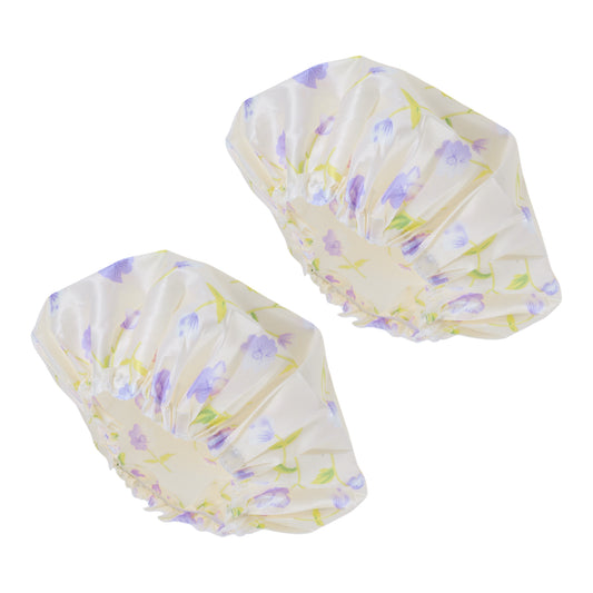 2 Pcs Durable Shower Cap for Business Travel Light Yellow