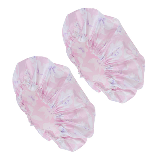 2 Pcs Durable Shower Cap for Business Travel Pink
