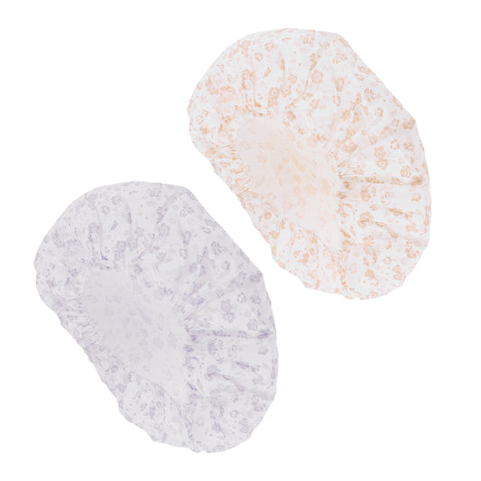 2 Pcs Durable Shower Cap for Business Travel Purple Orange