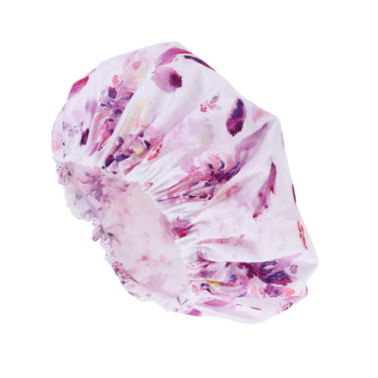 1 Pc Durable Shower Cap for Business Travel White Purple