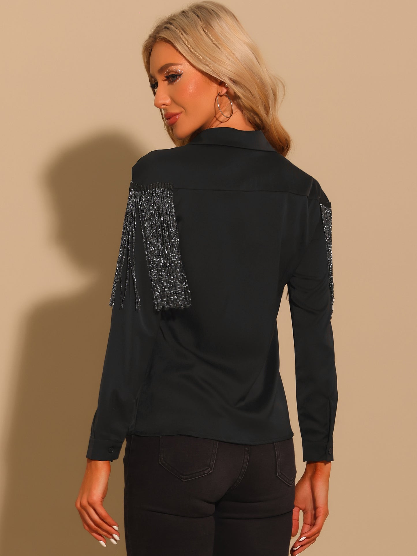 Women's Western Fringe Blouse Button Cowgirl Shirts