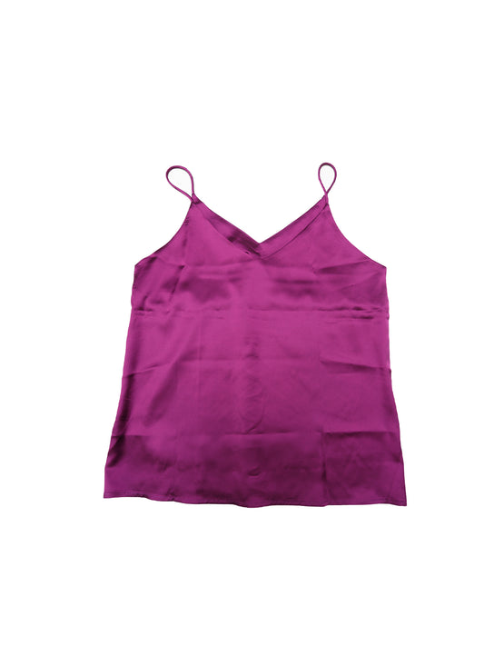 Camisole en satin pour femme, haut basique à col en V et bretelles spaghetti, caraco soyeux