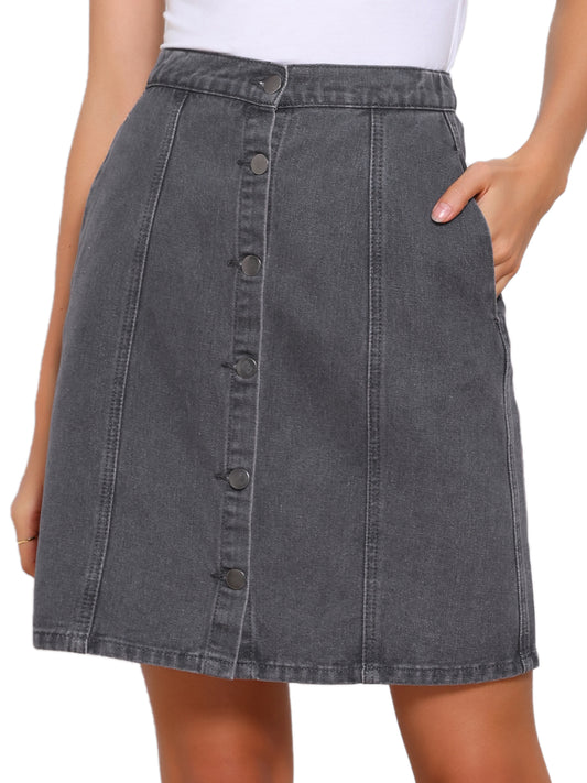 Faldas vaqueras de verano para mujer, informales, de corte A, cortas, con botones