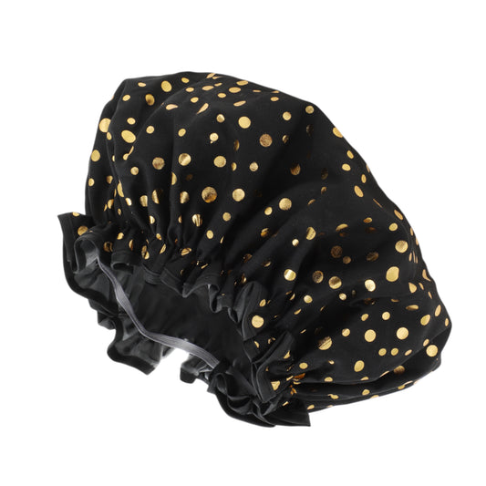 1 Pc Reusable Dots Shower Cap for Shower Black
